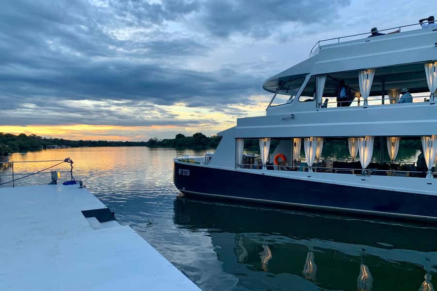 Luxury Cruise : Sunset Boat Cruise on The Zambezi Explorer - Following the river past islands and wildlife
