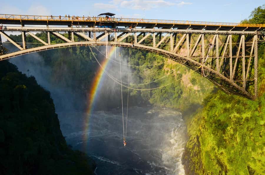 Victoria Falls Bridge Bungee Jump - The standard jump and optional acrobatics