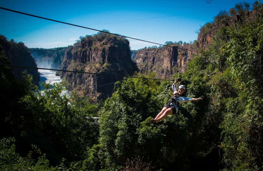 Victoria Falls: Canopy Tour with Transfers - A cable bridge that slows the pace