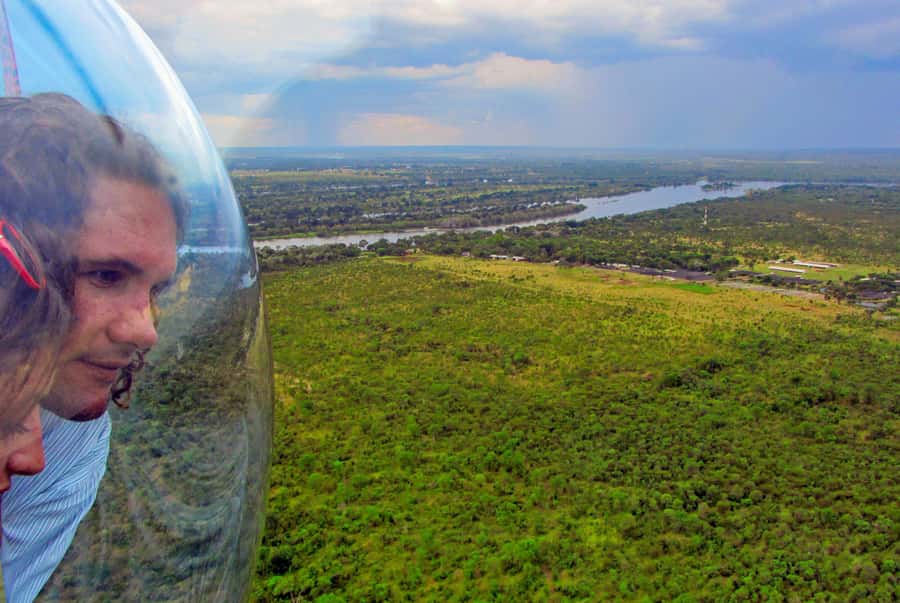 Victoria Falls:Explore the Zambezi Helicopter Experience - Following the river toward Long Island
